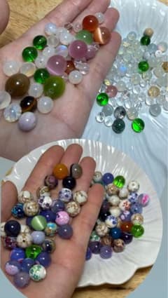 新品！サイズミックス ガラスビーズ 天然石 陶器 水晶 瑪瑙 アメジスト