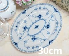 廃盤サイズ 30cm ブルーフルーテッド フルレース オーバルディッシュ 廃盤サイズ 30cm ブルーフルーテッド フルレース オーバルディッシュ