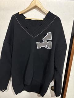OY DESTROYED LOGO V NECK KNIT デストロイド ニット