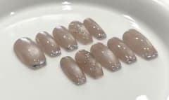 【現品】ネイルチップ　マグネットネイル　フレンチ　ガラスフレンチ　キルティングのサムネイル