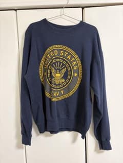 実物　US NAVY スウェット ネイビー　USA製　90s 米軍　サイズMのサムネイル