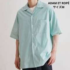 ADAM ET ROPÉ ストライプ柄 半袖シャツ オープンカラー