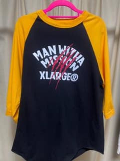 エクストララージ マンウィズ コラボT 七分袖 バイカラー 黒 黄色 M 美品のサムネイル