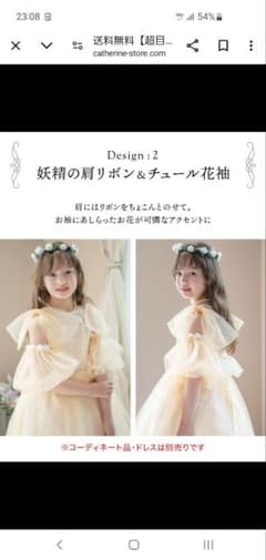【新品未使用】妖精の肩リボン＆チュール花袖のサムネイル