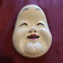 【花】能面　お福　木彫　幕末明治　骨董　アンティーク　レトロ　能舞台 花】能面 お福 木彫 幕末明治 骨董 アンティーク レトロ 能舞台 - メルカリ