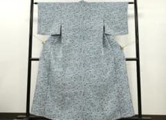 着物 単衣 小紋 草花文 藍 正絹 鬼シボ縮緬 - メルカリ