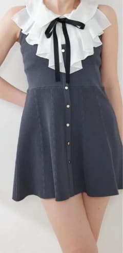 rienda フリルシャツドッキングニットマーメイドミニワンピース 完売品