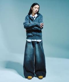 Camphor wood WIDE BAGGY RHINESTONE DENIMのサムネイル