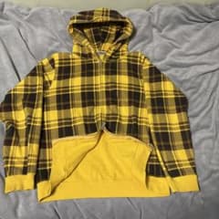 00s A BATHING APE イエロー チェック柄 ダブルジップ パーカー - メルカリ