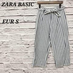 Zara Basic ✩ EUR S Striped Ribbon Pants Cropped Cotton White x Navy