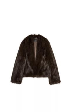 ZARA ダークブラウン フェイクファージャケットのサムネイル