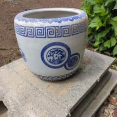 染付 火鉢 陶器 伝統工芸 骨董品 めだか鉢 - メルカリ