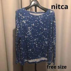 値下げ！ニトカ　銀河っぽいブルーの7部袖Tシャツ　nitcaのサムネイル