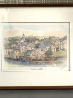 織田義郎 「ポーツマス港」 版画額 箱有り - メルカリ