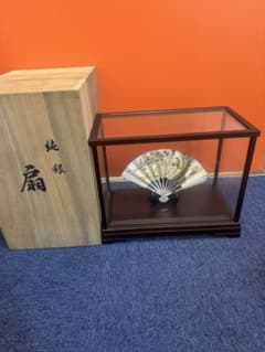 1643 純銀 光則作 ☆ 松竹梅 扇 ガラスケース入り 置物 飾物 飾り物 