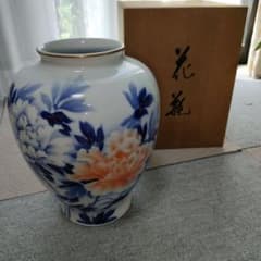 深川製磁 - 昭和レトロ　深川製磁 花瓶 宮内庁御用達 染錦牡丹 紅白牡丹 大輪牡丹色絵金彩 宮内庁御用達 深川製磁 金彩花生 紅白牡丹 花瓶 フラワーベース 壺【美