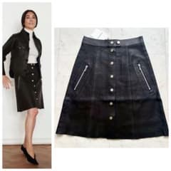 タグ付 定価15万 MADISONBLUE シープレザースカート ブラック 01 タグ付 定価15万 MADISONBLUE シープレザースカート ブラック 01