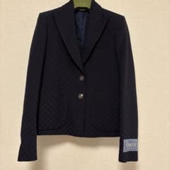 s*a様 Gucci ネイビー チェック柄 テーラードジャケット - メルカリ