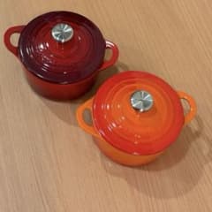 ル・クルーゼ ココットロンド 10cm 2個セット チェリーレッド オレンジ