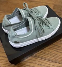 美品　LACOSTE スニーカー ニット素材 グリーン　　ラコステ