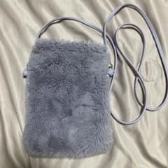 希少品］Francfrancファー素材 グレー スマホショルダーバッグ紫 
