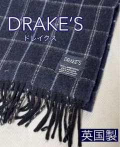 ◇英国製！DRAKE'S/ドレイクス◇美品『アンゴラ・マフラー』紺