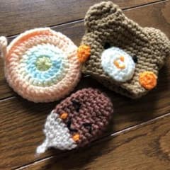 アクリルたわし(くまちゃん、どんぐりセット)のサムネイル