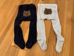 babygap ベビータイツ 12-24m ネイビー グレー クマ刺繍のサムネイル