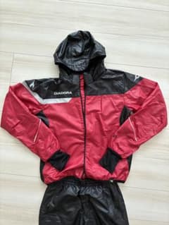 DIADORA ジャージ 黒/赤/オレンジ DIADORA フード付きジャージ レディース 赤/黒 Sサイズ上下とSS上