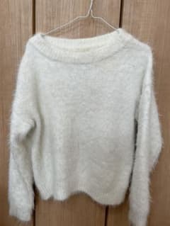 【秋冬ニット✨】LOWRYSFARM 白 無地 セーター シャギーニットのサムネイル