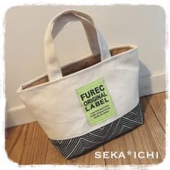 春物新作★ ミニトートバッグ ★ ハンドメイド　生成り帆布×ジャガード生地のサムネイル