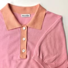 Steven Alan 半袖ニット ポロニット リンガー バイカラー ピンク系