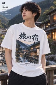 旅の宿 イラスト プリントTシャツ ホワイトのサムネイル