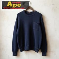 【90s・初期タグ】A BATHING APE 三角タグ コットンニットセーター 90s・初期タグ】A BATHING APE 三角タグ コットンニットセーター