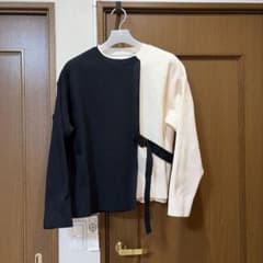 美品 クルニ 22-AW-041 タイロッケンレイヤードニット サイズ1 白黒