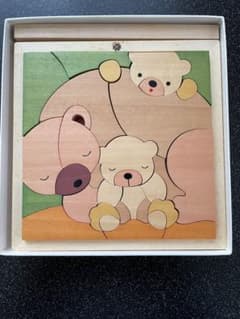 木製　クマの親子　ジグソーパズルのサムネイル