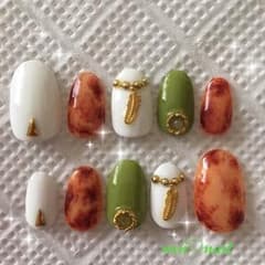 ネイルチップ♡鼈甲、カーキのサムネイル