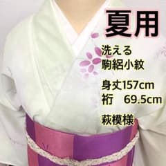 ❤️❤️❤️うさうさ724◆正絹◆夏用◆駒絽小紋　◆叩き染め ❤️❤️❤️うさうさ886◇趣味の着物集い◇夏用 洗える 駒絽小紋 萩