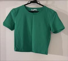 ZARA 半袖 Tシャツ グリーン クロップド丈　ミニTのサムネイル