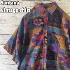 Santana総柄シャツ Lサイズ レトロ 半袖シャツ 個性 柄シャツのサムネイル