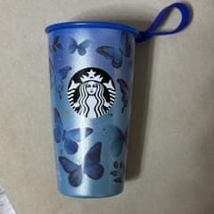 スターバックス ストラップカップシェイプステンレスボトルブルーバタフライのサムネイル