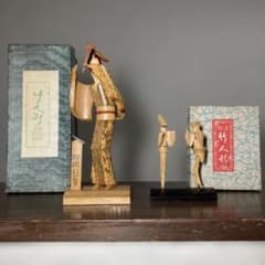 竹人形 阿波踊り 箱付き 2体 セット まとめ売り 伝統的な日本の人形