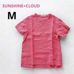 サンシャインクラウド リネン Vネック Tシャツ Mサイズ コーラルピンク 