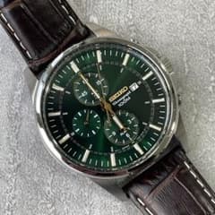 箱無し」SEIKO クロノグラフ 腕時計 ダークグリーン【SNAF09P1 