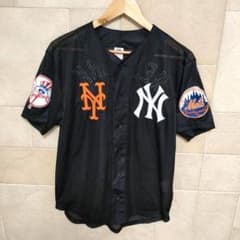 Majestic MLB ニューヨーク ヤンキース メッツ ユニフォーム コラボ ニューヨーク・ヤンキース、メッツコラボユニフォーム メッシュМ