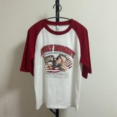 ラグランTシャツ イーグルプリント ホワイト×レッド Sのサムネイル