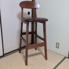木製ハイスツール カウンターチェア ブラウン - メルカリ