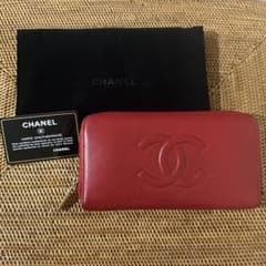 CHANEL レッド 長財布 認証カード付き - メルカリ