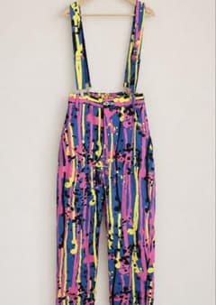 【美品】LOVERSROCKサスペンダー付きパンツ ペイント柄 派手 原宿のサムネイル