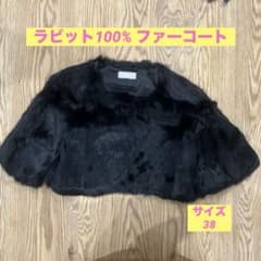 美品　黒い毛皮　ファーコート サイズ38 七分袖 丈短め　結婚式　2次会のサムネイル